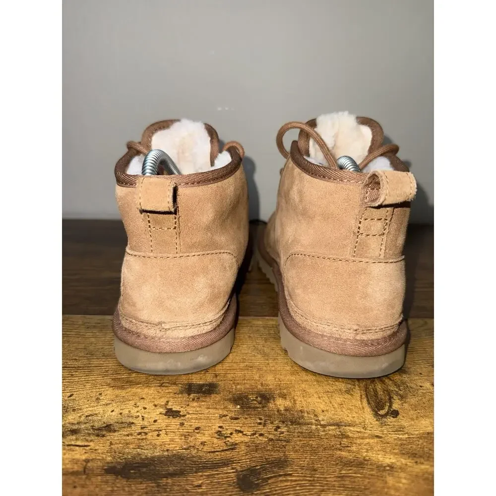 UGG Men's Neumel Chukka Boots Size 7 40 Chestnut Brown Suede Wool Lining Winter